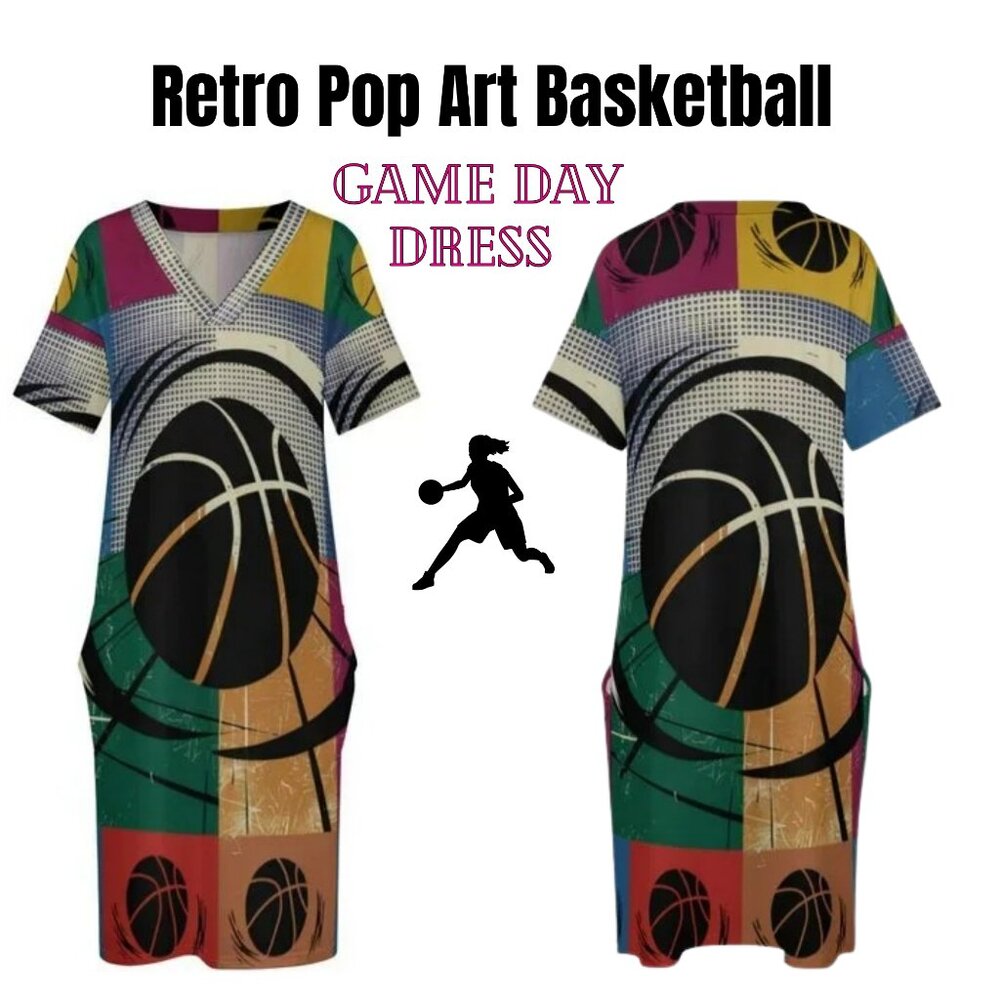Retro Basketball Jersey Dress for Women Colorful Game Day TShirt Size 10 14 16